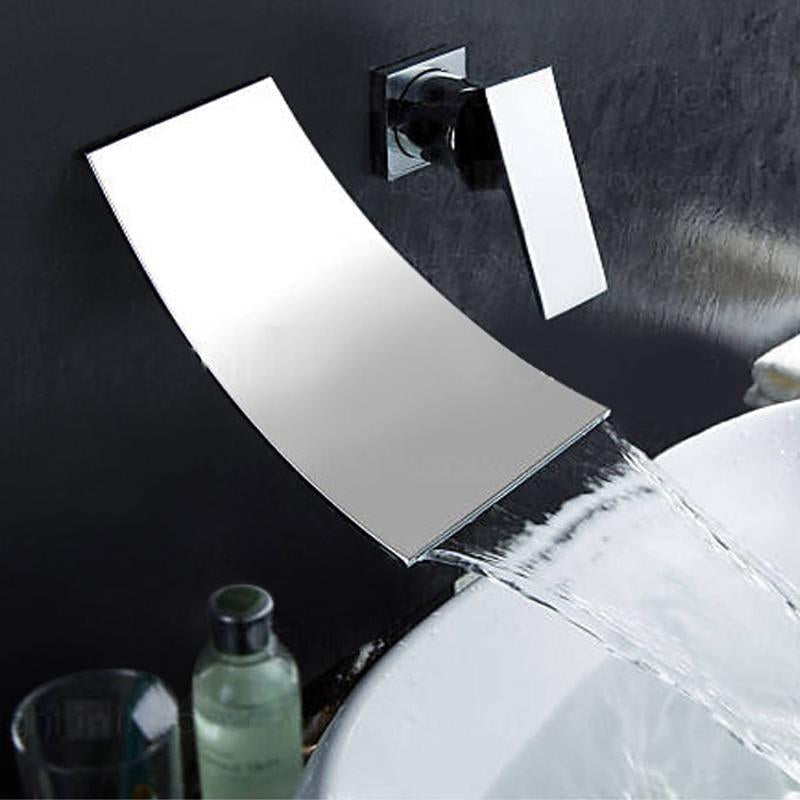 Leon - Chrome Wall-Mounted Waterfall Single-Handle Faucet